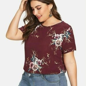 Burgundy Wine Floral Blouse